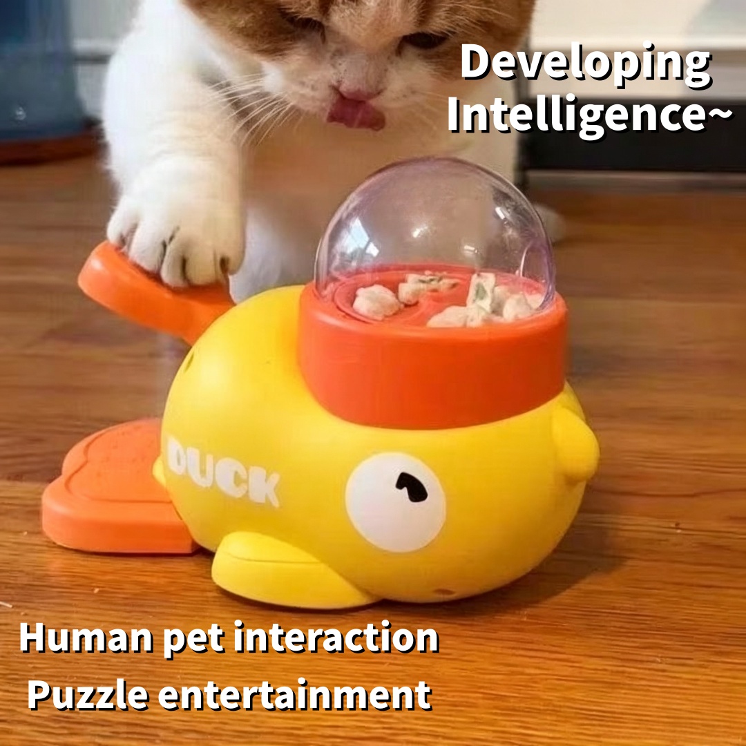 Dog Treat Puzzle Toy - Dispenser Makanan Hewan Peliharaan Bebek Kuning,